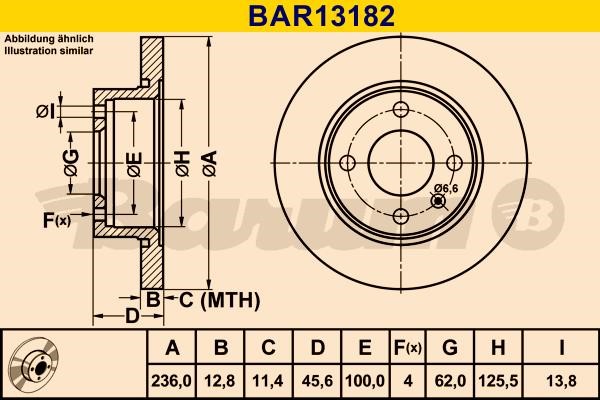 Barum BAR13182 Диск гальмівний передній невентильований BAR13182: Купити в Україні - Добра ціна на EXIST.UA!