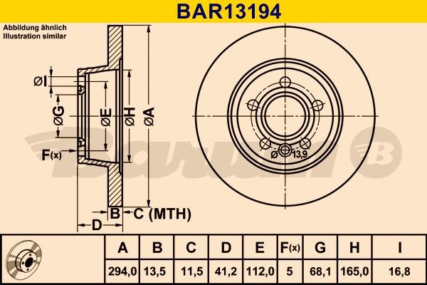Barum BAR13194 Диск гальмівний задній невентильований BAR13194: Купити в Україні - Добра ціна на EXIST.UA!