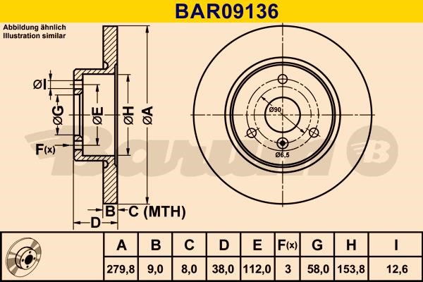 Barum BAR09136 Диск гальмівний передній невентильований BAR09136: Приваблива ціна - Купити в Україні на EXIST.UA!