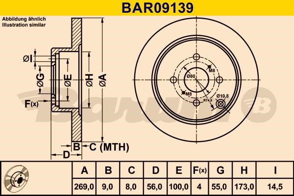 Barum BAR09139 Диск гальмівний задній невентильований BAR09139: Купити в Україні - Добра ціна на EXIST.UA!