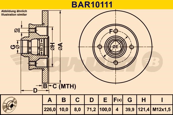Barum BAR10111 Диск гальмівний задній невентильований BAR10111: Купити в Україні - Добра ціна на EXIST.UA!