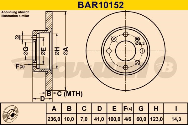 Barum BAR10152 Диск гальмівний передній невентильований BAR10152: Купити в Україні - Добра ціна на EXIST.UA!
