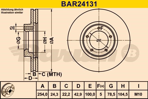 Barum BAR24131 Диск гальмівний вентильований, 1 шт. BAR24131: Купити в Україні - Добра ціна на EXIST.UA!