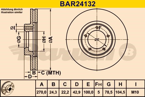Barum BAR24132 Диск гальмівний передній вентильований BAR24132: Купити в Україні - Добра ціна на EXIST.UA!