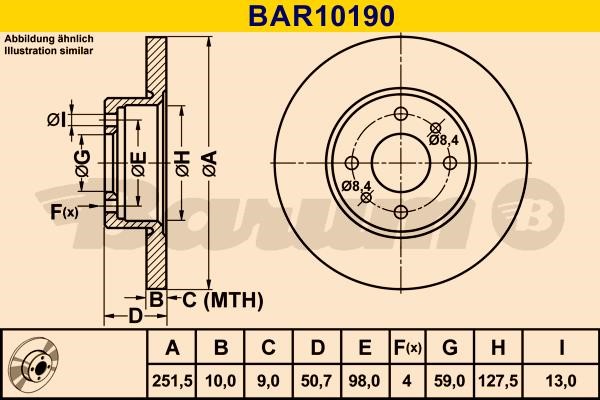 Barum BAR10190 Диск гальмівний невентильований BAR10190: Купити в Україні - Добра ціна на EXIST.UA!