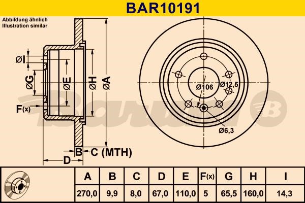 Barum BAR10191 Диск гальмівний задній невентильований BAR10191: Купити в Україні - Добра ціна на EXIST.UA!