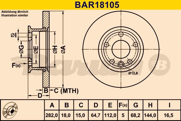 Barum BAR18105 Диск гальмівний передній невентильований BAR18105: Купити в Україні - Добра ціна на EXIST.UA!