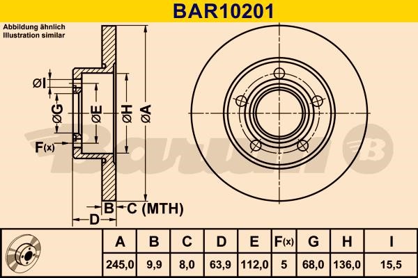 Barum BAR10201 Диск гальмівний задній невентильований BAR10201: Купити в Україні - Добра ціна на EXIST.UA!