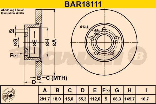 Barum BAR18111 Диск гальмівний передній невентильований BAR18111: Купити в Україні - Добра ціна на EXIST.UA!