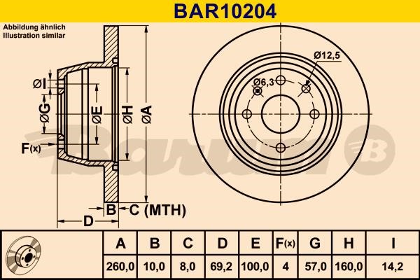 Barum BAR10204 Диск гальмівний задній невентильований BAR10204: Купити в Україні - Добра ціна на EXIST.UA!