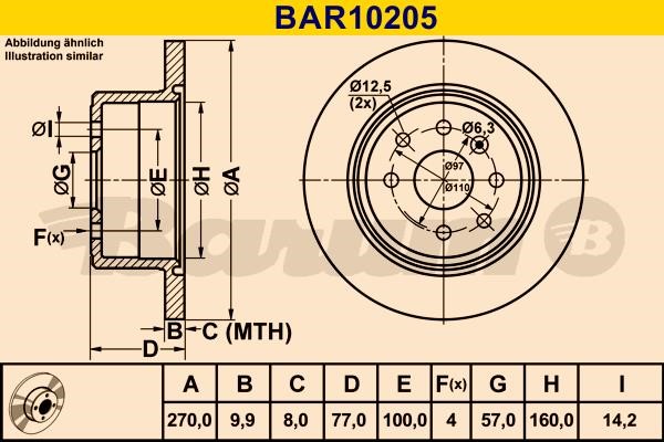 Barum BAR10205 Диск гальмівний задній невентильований BAR10205: Купити в Україні - Добра ціна на EXIST.UA!
