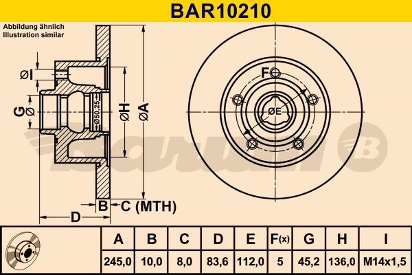 Barum BAR10210 Диск гальмівний задній невентильований BAR10210: Купити в Україні - Добра ціна на EXIST.UA!