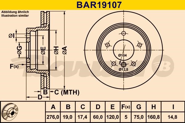 Barum BAR19107 Диск гальмівний задній вентильований BAR19107: Купити в Україні - Добра ціна на EXIST.UA!