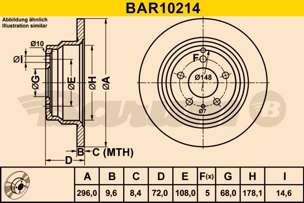 Barum BAR10214 Диск гальмівний задній невентильований BAR10214: Купити в Україні - Добра ціна на EXIST.UA!