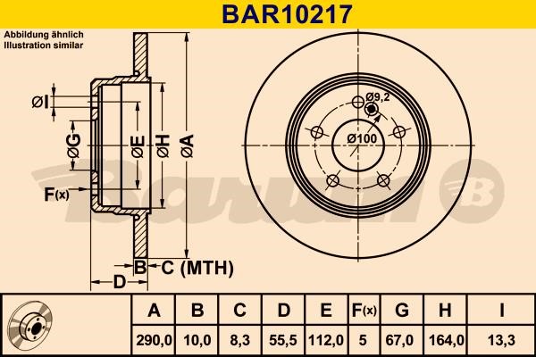 Barum BAR10217 Диск гальмівний задній невентильований BAR10217: Купити в Україні - Добра ціна на EXIST.UA!