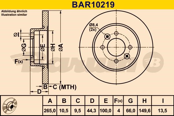 Barum BAR10219 Диск гальмівний задній невентильований BAR10219: Купити в Україні - Добра ціна на EXIST.UA!