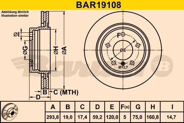 Barum BAR19108 Диск гальмівний задній вентильований BAR19108: Купити в Україні - Добра ціна на EXIST.UA!