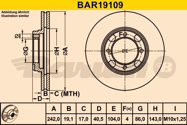 Barum BAR19109 Диск гальмівний вентильований, 1 шт. BAR19109: Купити в Україні - Добра ціна на EXIST.UA!