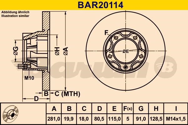 Barum BAR20114 Диск гальмівний передній невентильований BAR20114: Купити в Україні - Добра ціна на EXIST.UA!