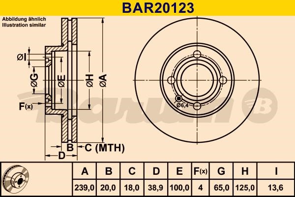 Barum BAR20123 Диск гальмівний вентильований, 1 шт. BAR20123: Приваблива ціна - Купити в Україні на EXIST.UA!