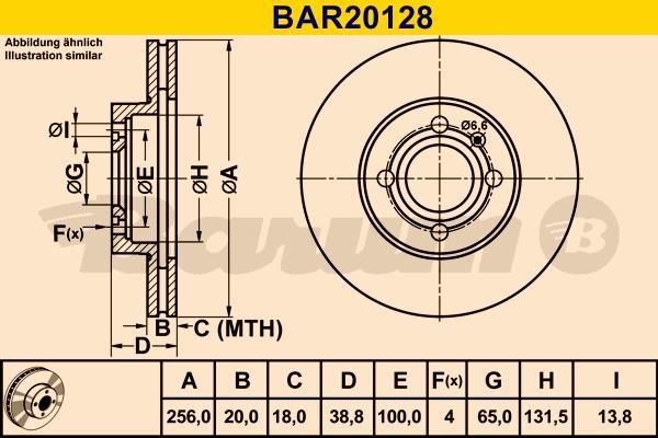 Barum BAR20128 Диск гальмівний вентильований, 1 шт. BAR20128: Купити в Україні - Добра ціна на EXIST.UA!