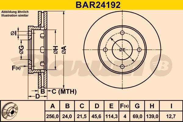 Barum BAR24192 Диск гальмівний вентильований, 1 шт. BAR24192: Купити в Україні - Добра ціна на EXIST.UA!