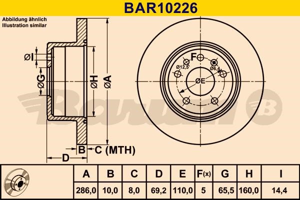 Barum BAR10226 Диск гальмівний задній невентильований BAR10226: Купити в Україні - Добра ціна на EXIST.UA!