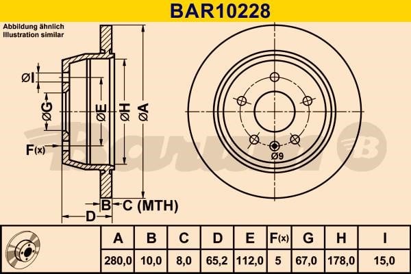 Barum BAR10228 Диск гальмівний задній невентильований BAR10228: Купити в Україні - Добра ціна на EXIST.UA!