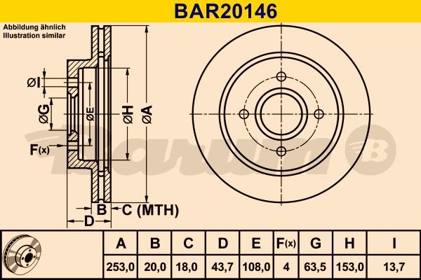Barum BAR20146 Диск гальмівний задній вентильований BAR20146: Купити в Україні - Добра ціна на EXIST.UA!