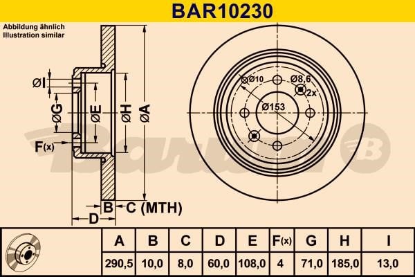 Barum BAR10230 Диск гальмівний задній невентильований BAR10230: Купити в Україні - Добра ціна на EXIST.UA!