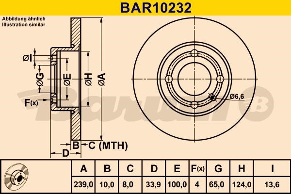 Barum BAR10232 Диск гальмівний передній невентильований BAR10232: Купити в Україні - Добра ціна на EXIST.UA!