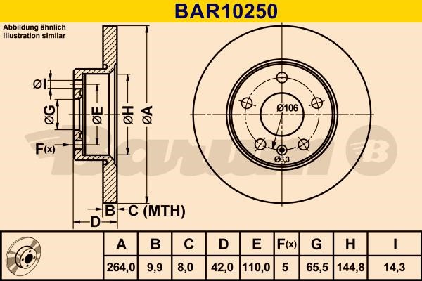 Barum BAR10250 Диск гальмівний задній невентильований BAR10250: Купити в Україні - Добра ціна на EXIST.UA!