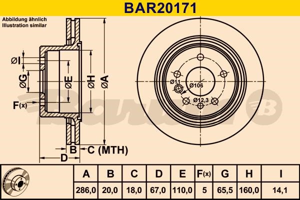 Barum BAR20171 Диск гальмівний задній вентильований BAR20171: Купити в Україні - Добра ціна на EXIST.UA!