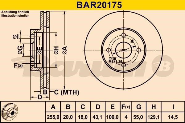 Barum BAR20175 Диск гальмівний вентильований, 1 шт. BAR20175: Купити в Україні - Добра ціна на EXIST.UA!