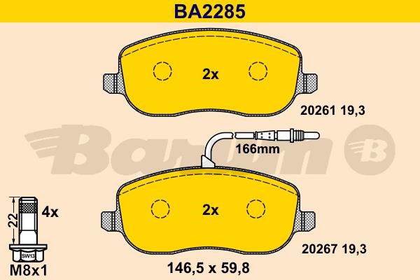 Barum BA2285 Гальмівні колодки, комплект BA2285: Купити в Україні - Добра ціна на EXIST.UA!