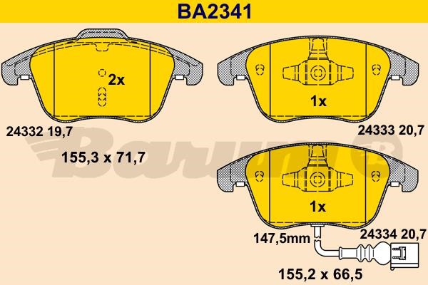 Barum BA2341 Гальмівні колодки, комплект BA2341: Купити в Україні - Добра ціна на EXIST.UA!