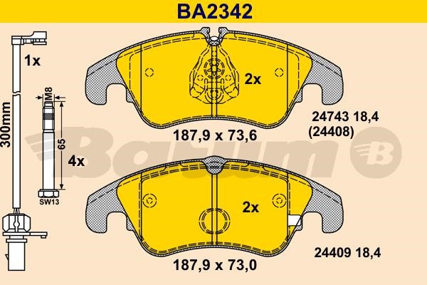 Barum BA2342 Гальмівні колодки, комплект BA2342: Купити в Україні - Добра ціна на EXIST.UA!