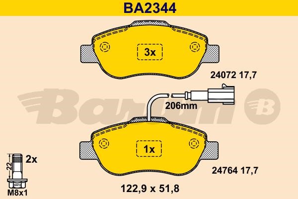 Barum BA2344 Гальмівні колодки, комплект BA2344: Купити в Україні - Добра ціна на EXIST.UA!