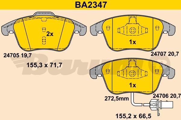 Barum BA2347 Гальмівні колодки, комплект BA2347: Купити в Україні - Добра ціна на EXIST.UA!