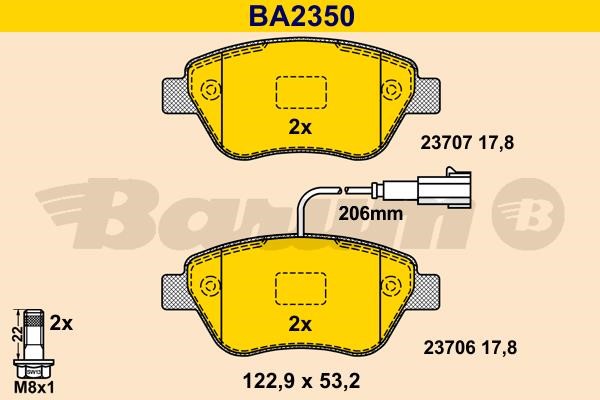 Barum BA2350 Гальмівні колодки, комплект BA2350: Купити в Україні - Добра ціна на EXIST.UA!