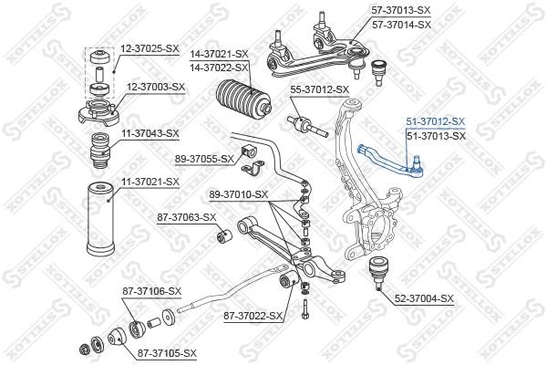 Stellox 51-37012-SX Наконечник рульової тяги лівий 5137012SX: Купити в Україні - Добра ціна на EXIST.UA!