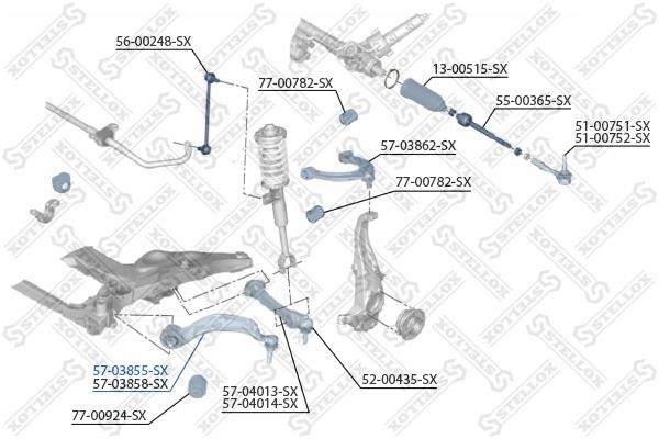 Stellox 57-03855-SX Важіль підвіски передній нижній лівий 5703855SX: Купити в Україні - Добра ціна на EXIST.UA!