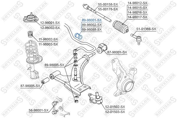 Stellox 89-98001-SX Втулка стабілізатора переднього 8998001SX: Купити в Україні - Добра ціна на EXIST.UA!
