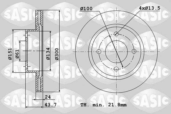 Sasic 6104011 Диск гальмівний передній вентильований 6104011: Купити в Україні - Добра ціна на EXIST.UA!