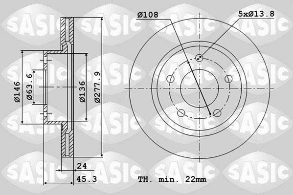 Sasic 6106012 Диск гальмівний передній вентильований 6106012: Купити в Україні - Добра ціна на EXIST.UA!
