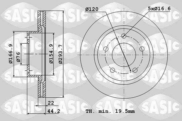 Sasic 6106170 Диск гальмівний задній вентильований 6106170: Купити в Україні - Добра ціна на EXIST.UA!
