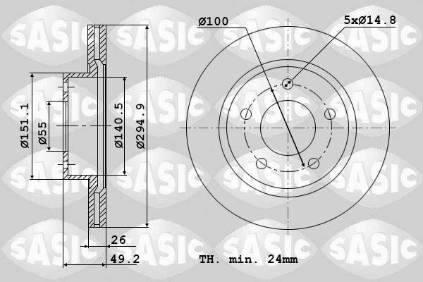 Sasic 6106124 Диск гальмівний передній вентильований 6106124: Купити в Україні - Добра ціна на EXIST.UA!