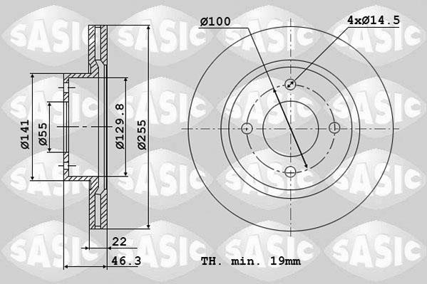 Sasic 6106125 Диск гальмівний передній вентильований 6106125: Купити в Україні - Добра ціна на EXIST.UA!