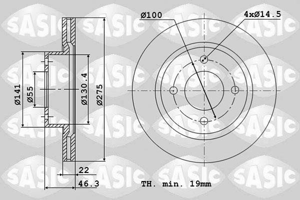 Sasic 6106127 Диск гальмівний передній вентильований 6106127: Купити в Україні - Добра ціна на EXIST.UA!
