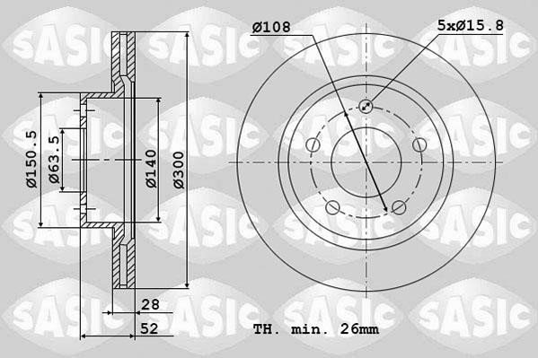 Sasic 6106147 Диск гальмівний передній вентильований 6106147: Купити в Україні - Добра ціна на EXIST.UA!